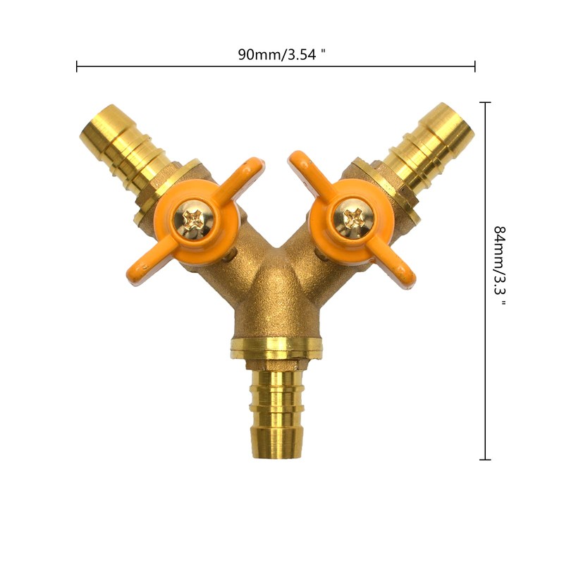 Brass Hose Splitter - 3 Way Shut Off Ball Valve,