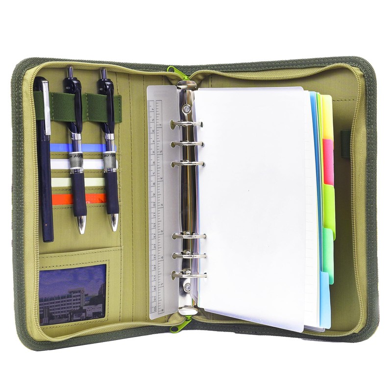 Army Military Padfolio Ring Binder with Zippered Portfolio Organizer and