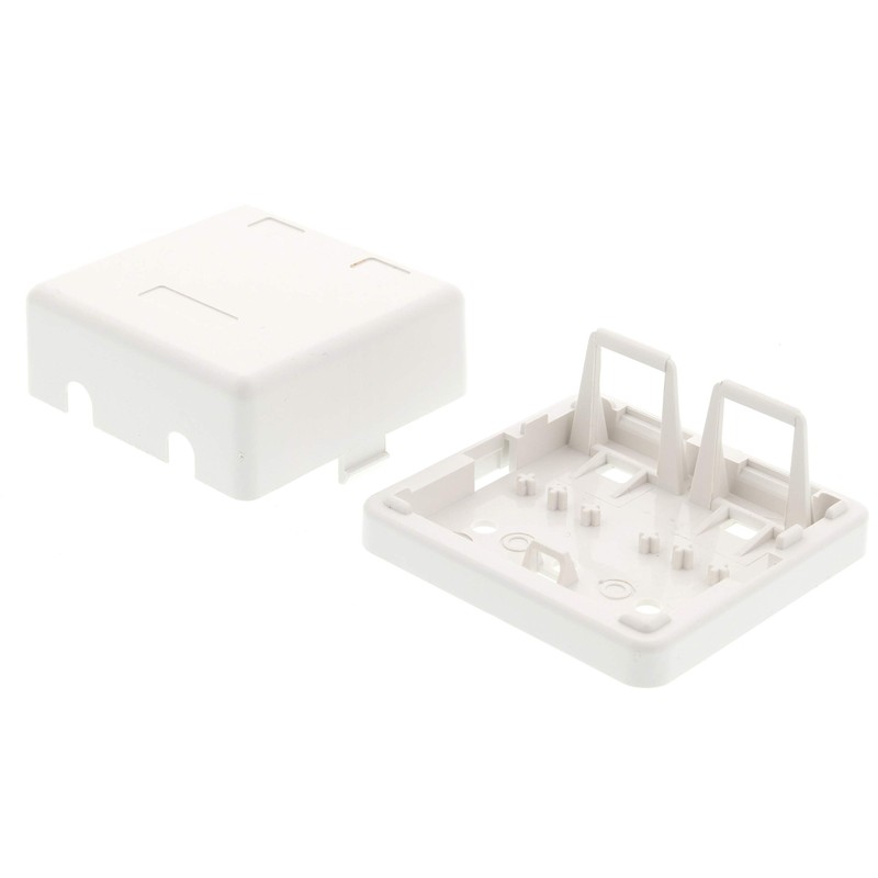 Networx 2-Port Ethernet Keystone Jack Surface Mount Box, Unloaded, White