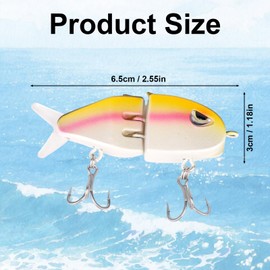 BOXOB 2pcs Mini Glide Bait, Realistic Glide Baits Lifelike Swim Bait Lure with High-Carbon Hooks for Perch Raptor Fishing Men Family Freshwater & Saltwater