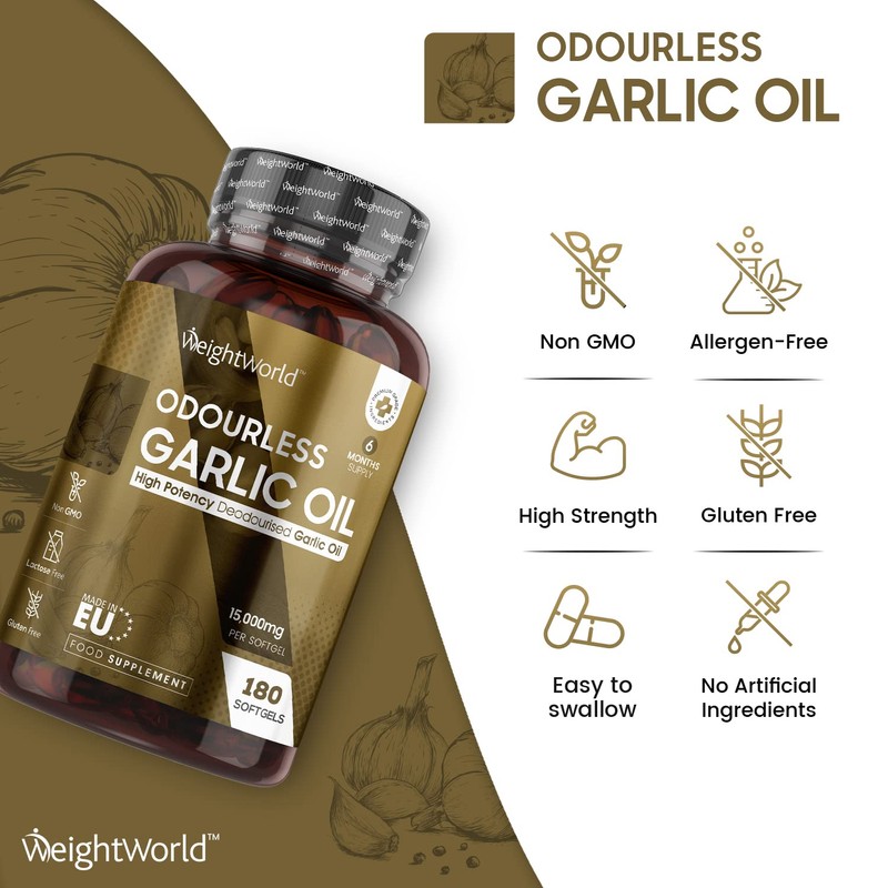 Garlic Capsules Odourless High Strength 45,000mg – 180 Softgels (Upto