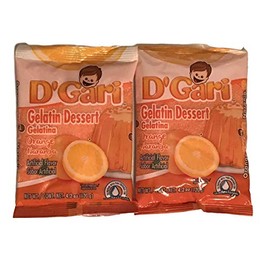 D Gari pack of 2 Naranja Gelatin 4.2oz, Prepare with water, Quick Snacks, Orange Dessert, Gelatin, Mix, Mexico, Powder