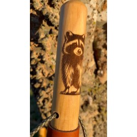 Jesus Reigns USA Raccoon Natural Earth Tones Poplar Wood Walking Stick Hiking Staff - (Short Adult) 48 Inches