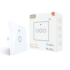 MOES Wlan Lichtschalter Smart Touch Switch Kein neutraler Draht erforderlich Wireless Smart Home Switch Arbeiten mit Smart Life/Tuya App, Alexa Google Home 1 Gang Weiß