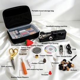 BRICH portable sewing machine handheld with 125-Piece Sewing Kit & Storage Box, Cordless Compact Mending Tool for Adults & Beginners, Ideal for Quick Clothing Repairs & DIY small sewing machine