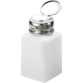 White Portable Nail Polish Cleaner Remover Dispenser Water Bottles 200ml Metal Cap Push Down Empty Bottle for Home Travel Press Bottle Nail Art and Polish