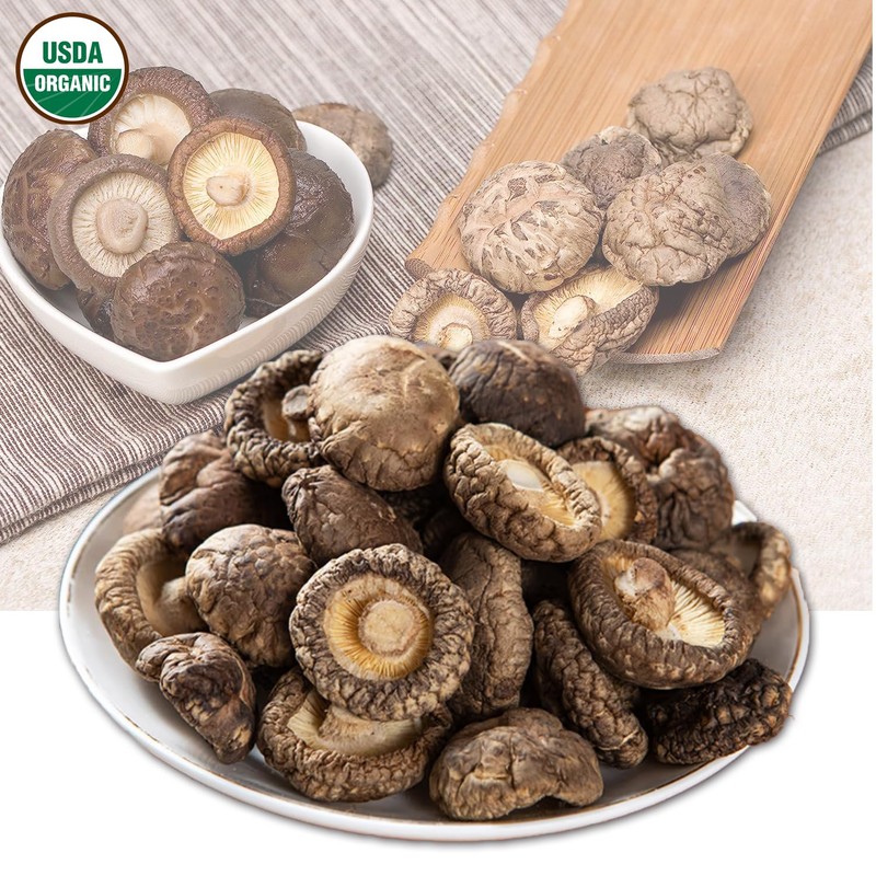 VIGOROUS MOUNTAINS USDA Organic Dried Shiitake Mushrooms Dry Dehydrated Mushrooms