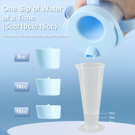 ClaspVital Dysphagia Cups for Adults 5cc 10cc 15cc, Update Flow Control Spill Proof Cup for Dementia, Parkinson & Stroke - Adult Sippy Cups for Elderly (Blue)