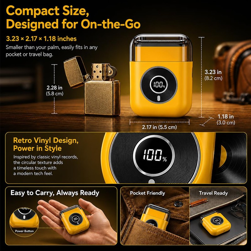 Electric Foil Shaver for Men Face Grooming Razor Beard Trimmer(Yellow)