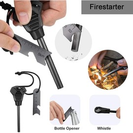 Emergency Survival Kit | Military Survival Kit | Survival Equipment & Equipment for Camping, Hiking, Hunting, Outdoor Adventure | Survival Tools with Emergency Bracelet Whistle Flashlight