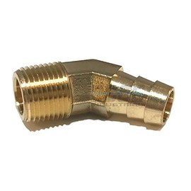EDGE INDUSTRIAL 1/2" Hose ID to 3/8" Male NPT MNPT 45 Degree Brass Elbow Fitting Fuel/AIR/Water/Oil/Gas/WOG (Qty 01)