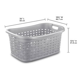 Sterilite 6-Pack Weave Laundry Basket, Rectangle Plastic Clothes Hamper w/ Handles, Gray