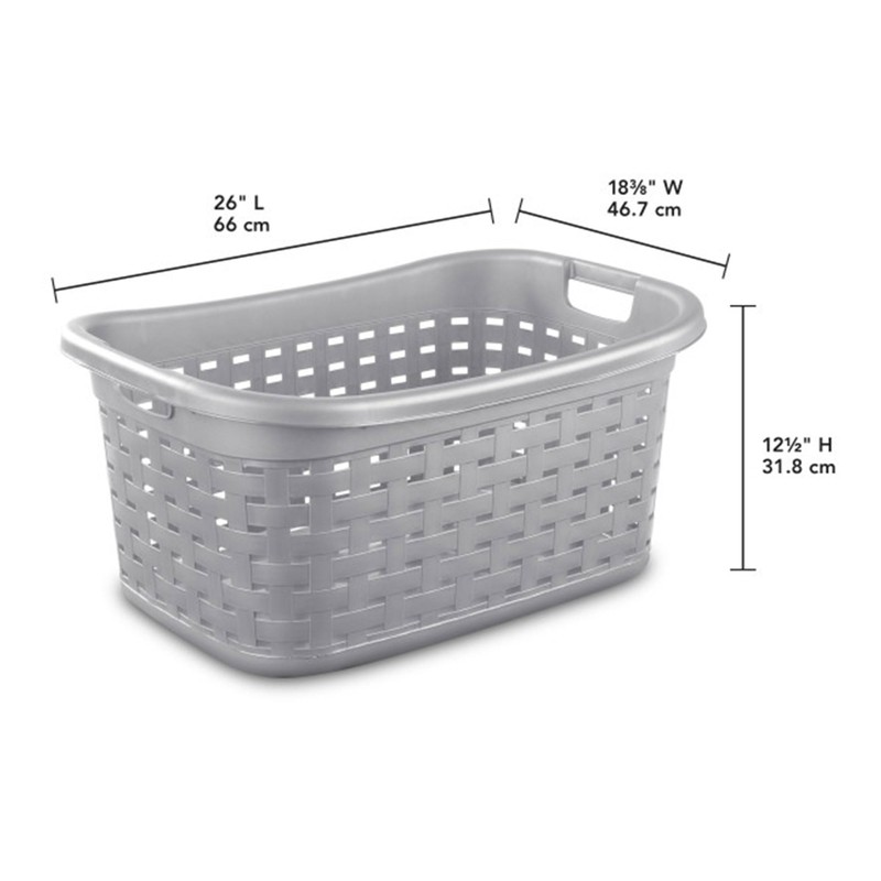 Sterilite 6-Pack Weave Laundry Basket, Rectangle Plastic Clothes Hamper w/