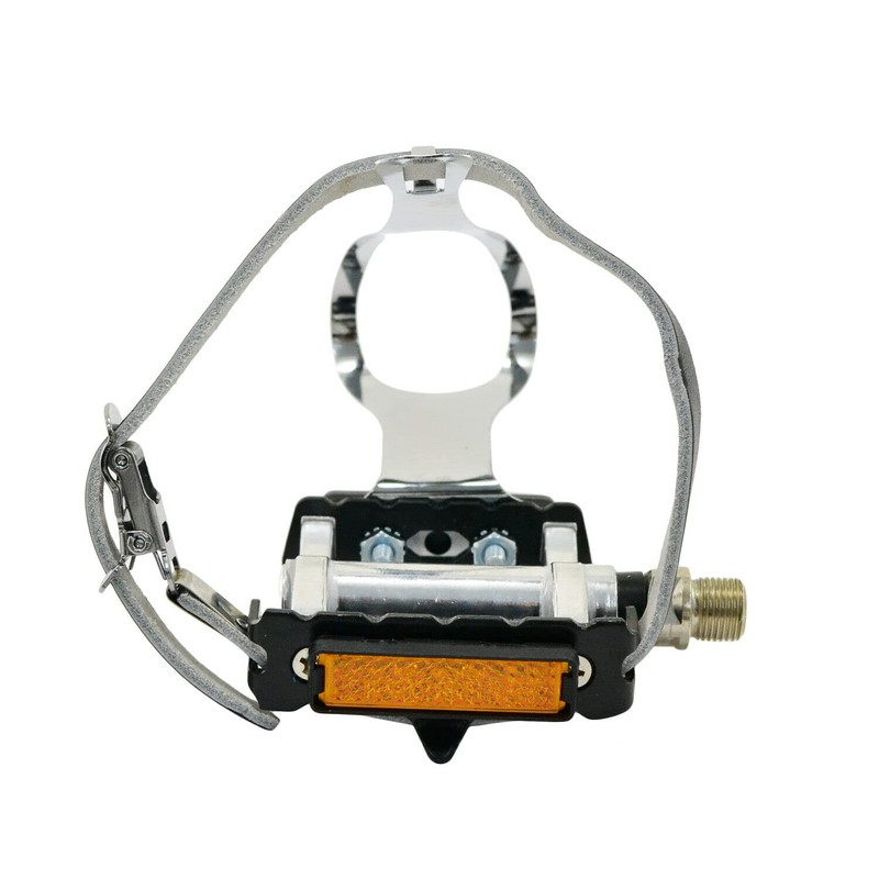FPD NWL-424B+S41+T12 Road Touring Pedals with Toe Clips Cages Straps,