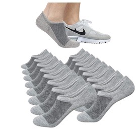 Calcetines Hombre, 8 Pares de No Show Deportivas Casual Calcetas, Tiñes Cortos Hombre y Mujer de Corte Bajo del Algodón Antideslizante y Duradero de Calcetines Transpirables, Color Gris
