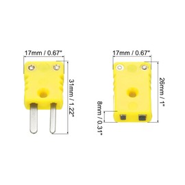 QUARKZMAN Mini K Type Thermocouple Wire Connector Male Female Plug Adapter High Temperature 220°C (428°F) for Thermocouple Sensor Probe Yellow 3 Set