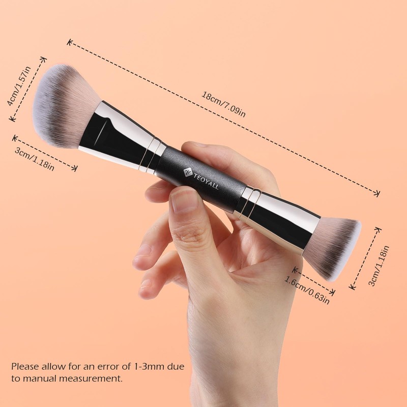 TEOYALL Dual-Ended Foundation Contour Brush, Flat Top and Angled Synthetic