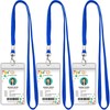 3 Pack Clear ID Badge Holder with Lanyard Blue Lanyards