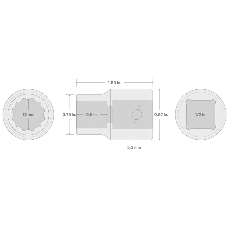 TEKTON 1/2 Inch Drive x 13 mm 12-Point Impact Socket