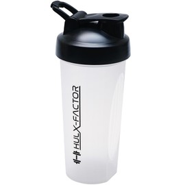 HULX-FACTOR Protein Shaker with Carry Loop, Shaker Bottle, 20.3 fl oz (600 ml), Clear, Translucent