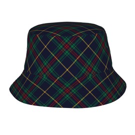 Scots Style Clan Tartan Buffalo Plaid (2) Bucket Hat Summer Beach Travel Sun Hat Packable Fisherman Cap for Men Women
