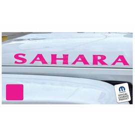 Decal Mods Sahara Hood Graphic Decal/Sticker fits Jeep Wrangler JK/JL/JT (2007-2024) Hot Pink CHOTPINK (Set of 2) | SJ4T4