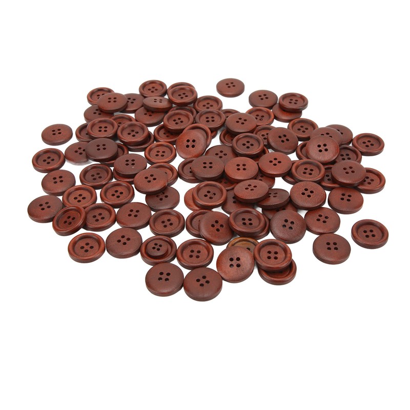 100Pcs Wooden Button 20mm 4 Holes Delicate Cute Waterproof Clothing