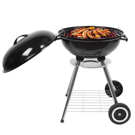 Portable Charcoal Grill,18 Inch BBQ Grill with Side Wheel for Patio Backyard Outdoor Cooking Barbecue Camping BBQ Coal