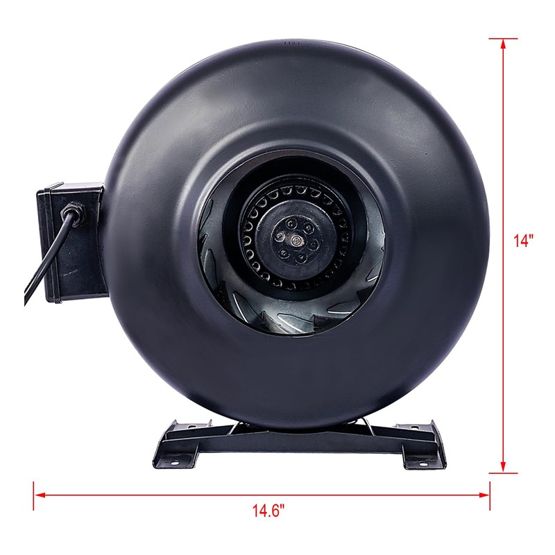 ROCKRAIN 6-Inch 412 CFM Inline Duct Fan: High-Performance Vent Blower