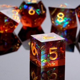 HKDZ DND Dice Set Resin Dice With Dice Box and Bag, D&D Polyhedral Dice Dungeons and Dragons Mtg Dice, Role Playing Dice Games, Inclusions D20 D12 D10 D8 D6 D4