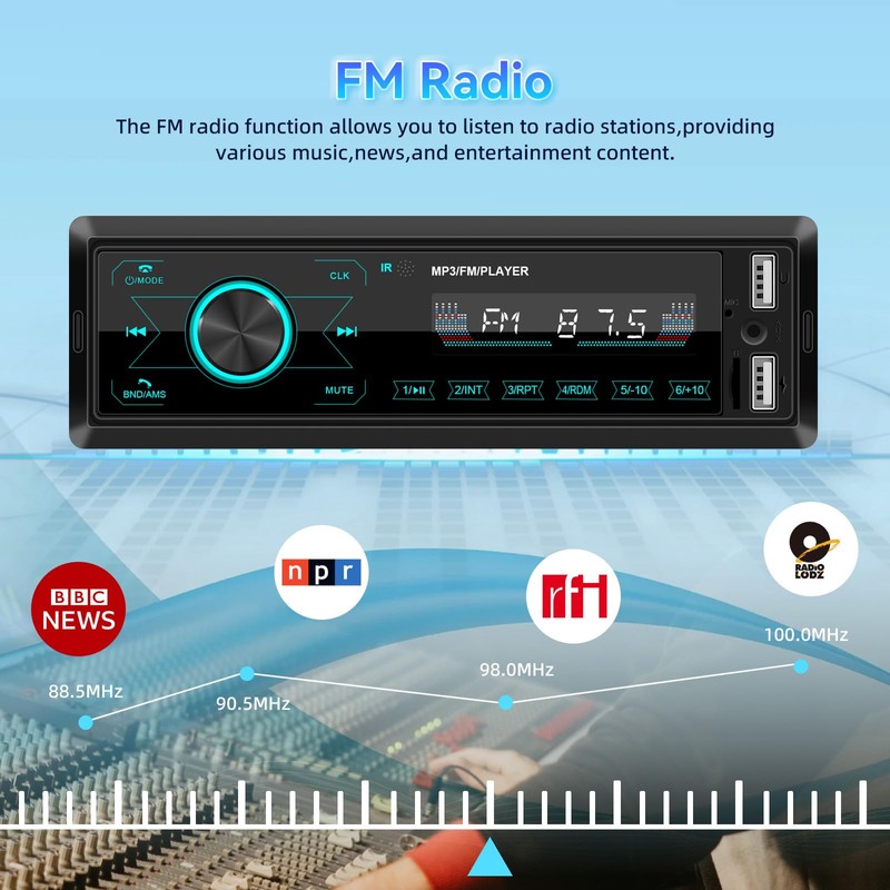 1 DIN Car Radio - Bluetooth Car Radio with Bluetooth