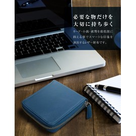 YunaYura Genuine Leather Bifold Wallet, Round Zipper, Thin, Lightweight, Large Capacity, Dividers, Organization, Unisex, Black, peacock blue