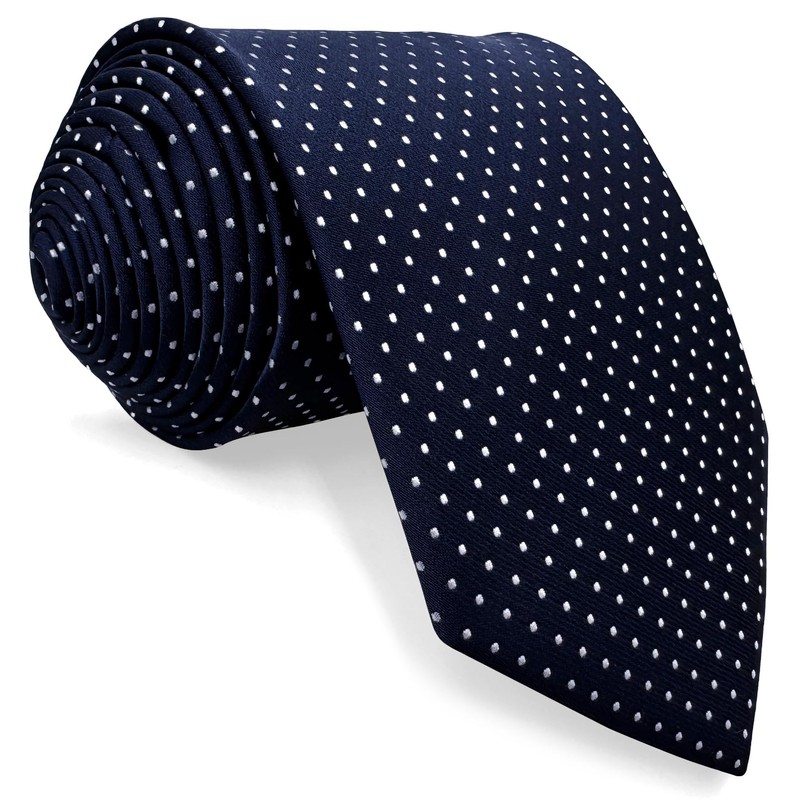 S&W SHLAX&WING Men Tie Necktie Dark Blue Navy Dot Classic