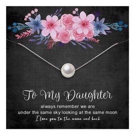 ALoveSoul To My Daughter Gifts - 925 Sterling Silver Pearl Necklace Ideal Birthday or Christmas Gift for Daughter and Women