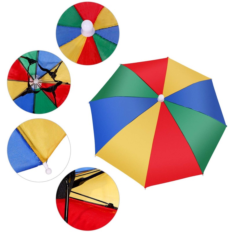 Amacoam Head Umbrella Hat Colourful Head Umbrella Foldable Parasol Hat