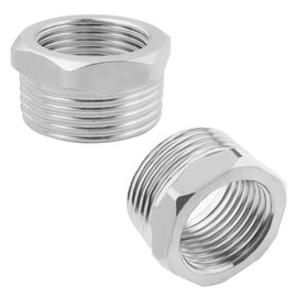 QZKJQDD 2 Pcs 304 Stainless Steel Reducer Hex Bushing, 3/4" BSP Male to 1/2" BSP Female Pipe, Reducing Adapter Fitting Converter, for Water Oill Air Gas