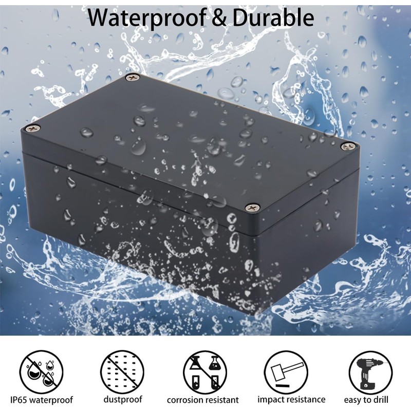Raculety Project Box ABS Black Electrical Boxes IP65 Outdoor Waterproof