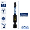 10 x Rennie Tools 50mm Long PH1 Impact Screwdriver Driver
