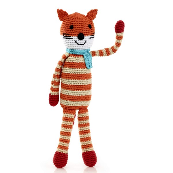 Pebble | Handmade Fox - Orange | Crochet | Fair Trade | Pretend | Imaginative Play | Woodlands | Rattle | Machine Washable