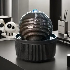 Round Resin Tabletop Water Fountain Decorative Indoor OrnamentColor: Black, Size: One Size