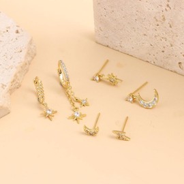 TTPSRY Earrings Set Simplicity Cubic Zirconia 14k Earrings Fashion Pendant Earrings Hypoallergenic Gold-Plated Drop Earrings Jewellery Gifts for Women Girls, Copper