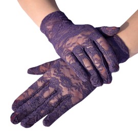 Kingsie Women's Lace Gloves, Thin, UV Protection, Sunscreen, UV Protection, Summer, Weddings, Coming-of-Age Ceremonies, purple
