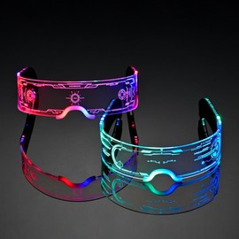 Oybete 2 pack Light Up Glasses For Party LED Glasses For Kids Adults Multi Color Futuristic Sunglasses Space Accessories Neon Glasses,Gifts(Sleek Style)