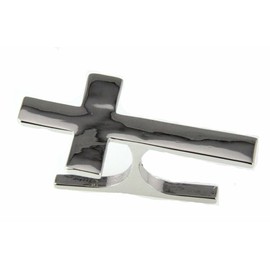 4031069 Christian Cross 2 Two Finger Ring Polished Silver Tone Double