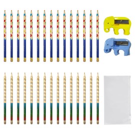 MEMOFYND 30 Drawing Pencils, with 2 Pencil Sharpeners and a Storage Bag, 4-in-1 Rainbow Pen, Kids Fun Graffiti Pen, Used for Sketching and Colouring