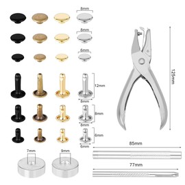Cerolopy 360 Sets Leather Rivets with Punching Pliers and Fixing Tools, Leather Rivets for Leather DIY Craft Repairs Decoration (4 Colors & 3 Sizes)