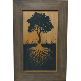 Bellewood Designs Hidden Gun Storage Cabinet Tree of Life, Concealed Gun Cabinet (Gray)