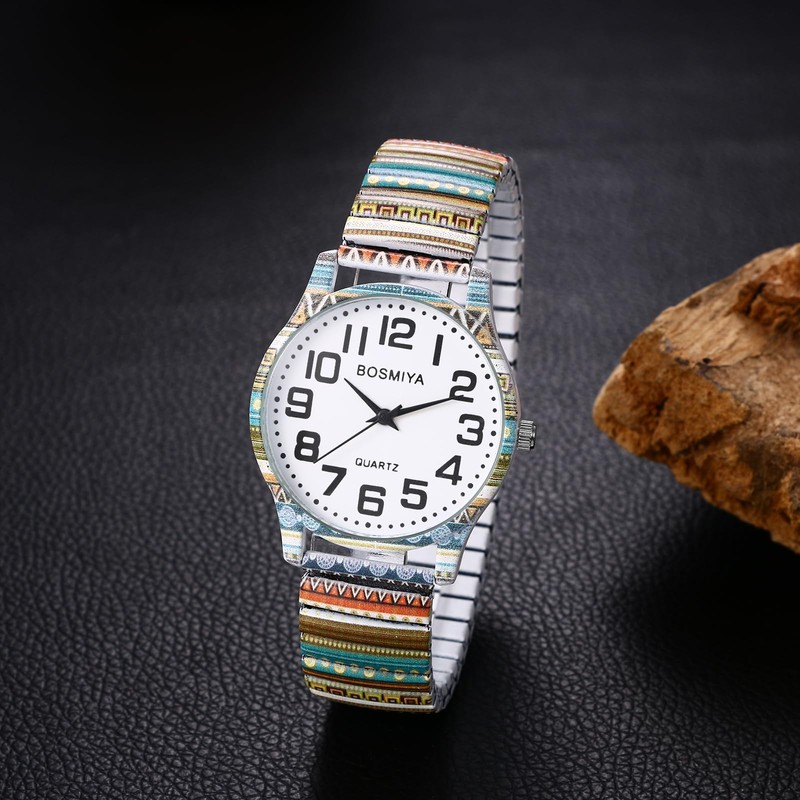 Lancardo Women Elastic Strap Wristwatch Big Number Dial Watch Rose