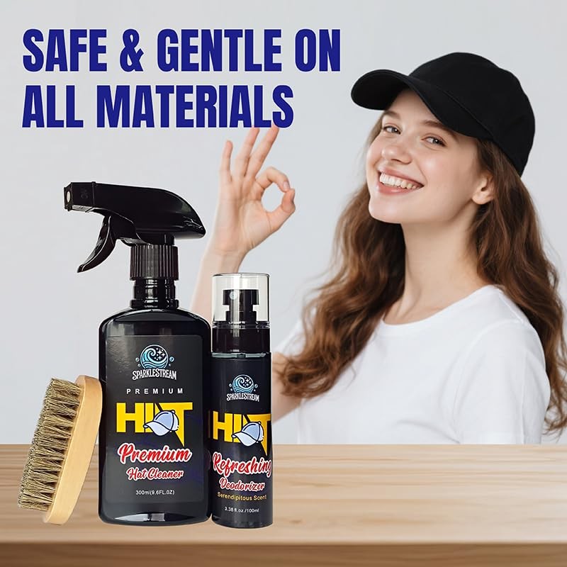 Premium Hat Cleaner & Deodorizer Set -Gentle Cleaning Solution for