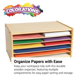 Colorations Wooden Organizer for Paper Storage, 20 1/4" W x 13 1/4" D x 10 1/4" H | Construction Paper Classroom Sorter, for 12" x 18" and 9" x 12" Sizes